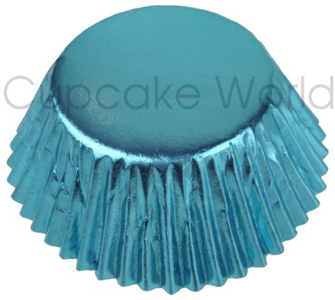 25PCS LOVELY SKY BLUE SHINY FOIL MUFFIN CUPCAKE CASES PATTY PANS - Click Image to Close